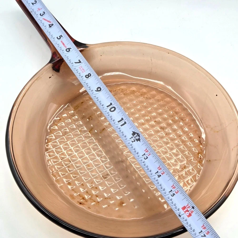 Vision Corning Ware Waffle Bottom 10.5 Inch Amber Glass Frying Pan Skillet